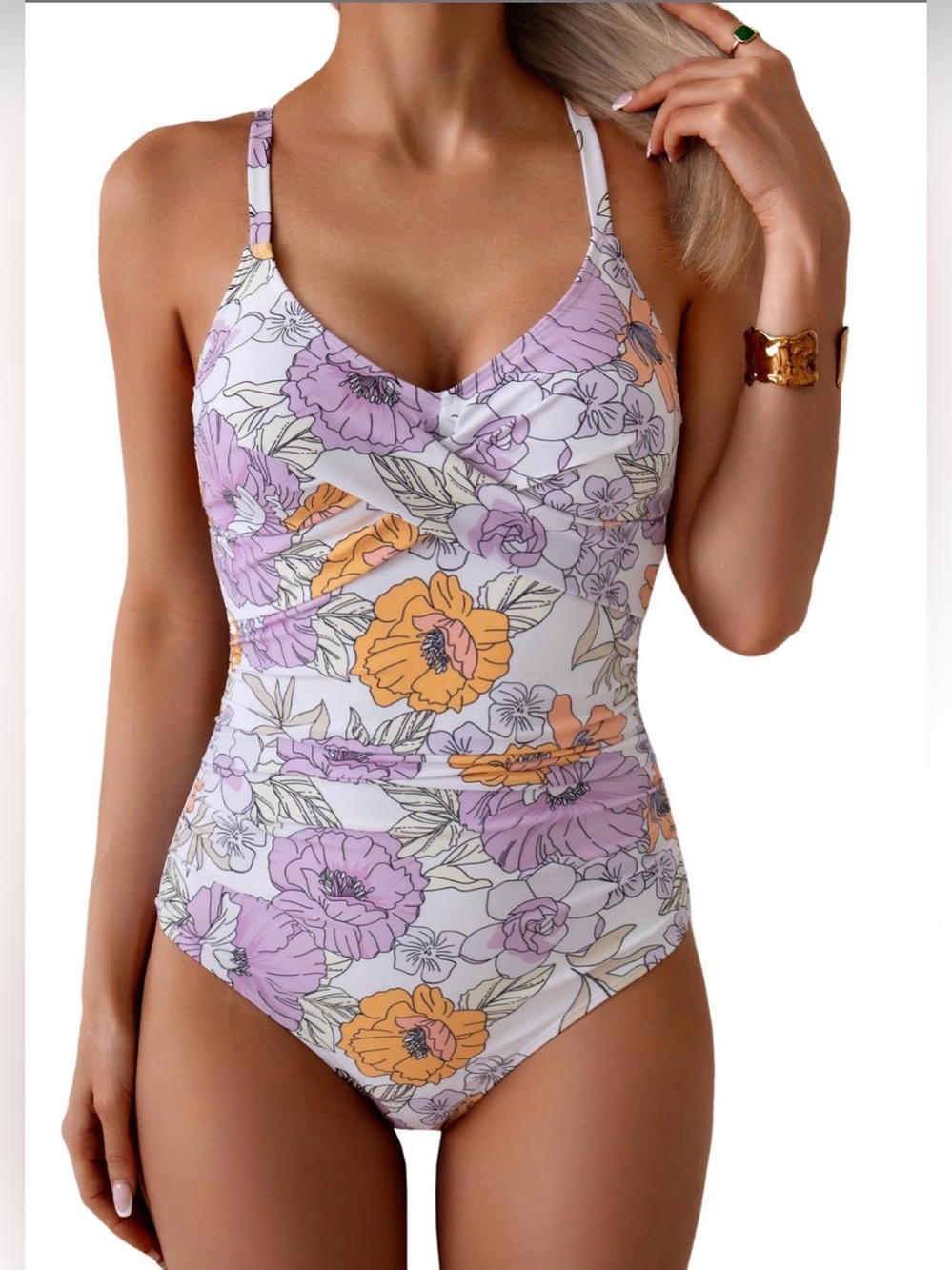 B2prity Women's One Piece Swimsuits Small size White floral